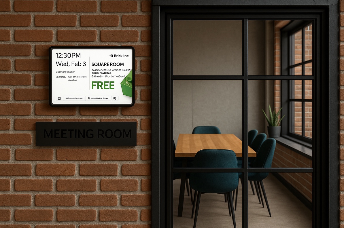 Room Display Device outside boardroom. Source: ChatGPT