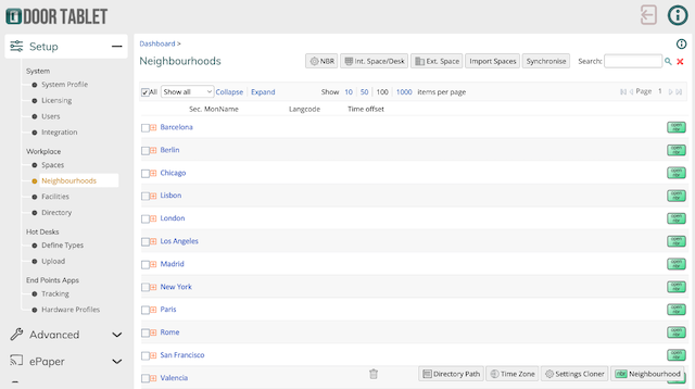 Door Tablet Admin UI - Neighbourhoods