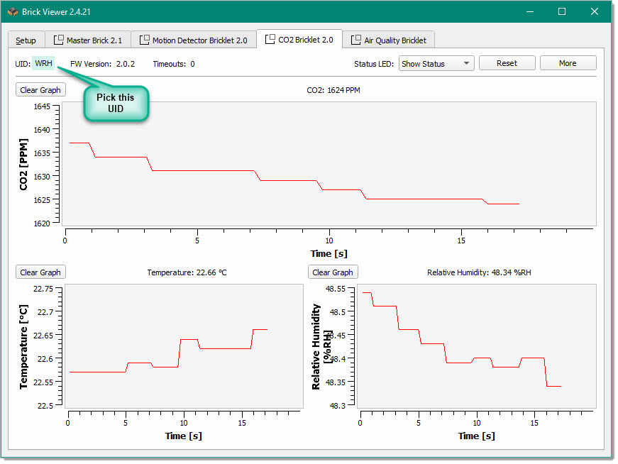 Repeat the same data collection for the Air Quality and CO2 sensors: