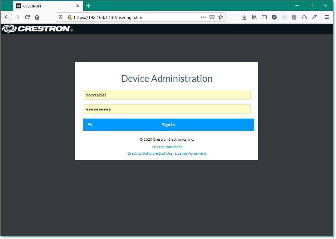 Login to your device: