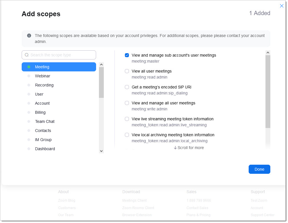 Add scopes...